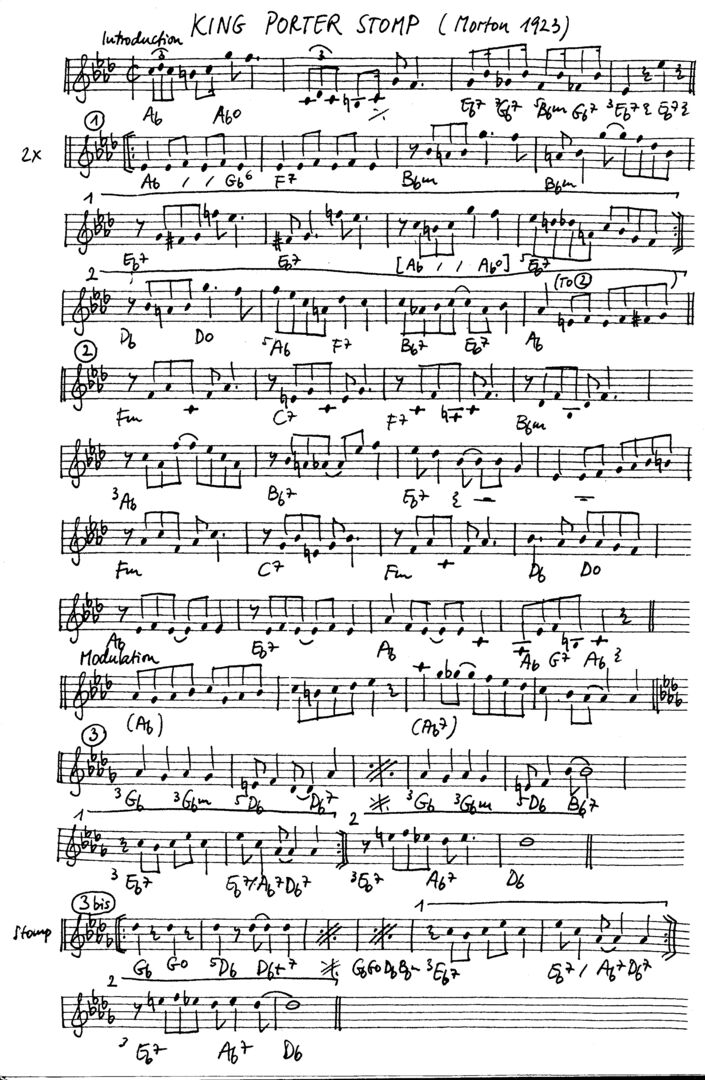 king porter stomp leadsheet – book us for your next 20s or gatsby event